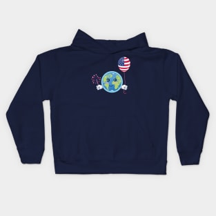 Independence Day. Earth celebrates the 4th of July Kids Hoodie